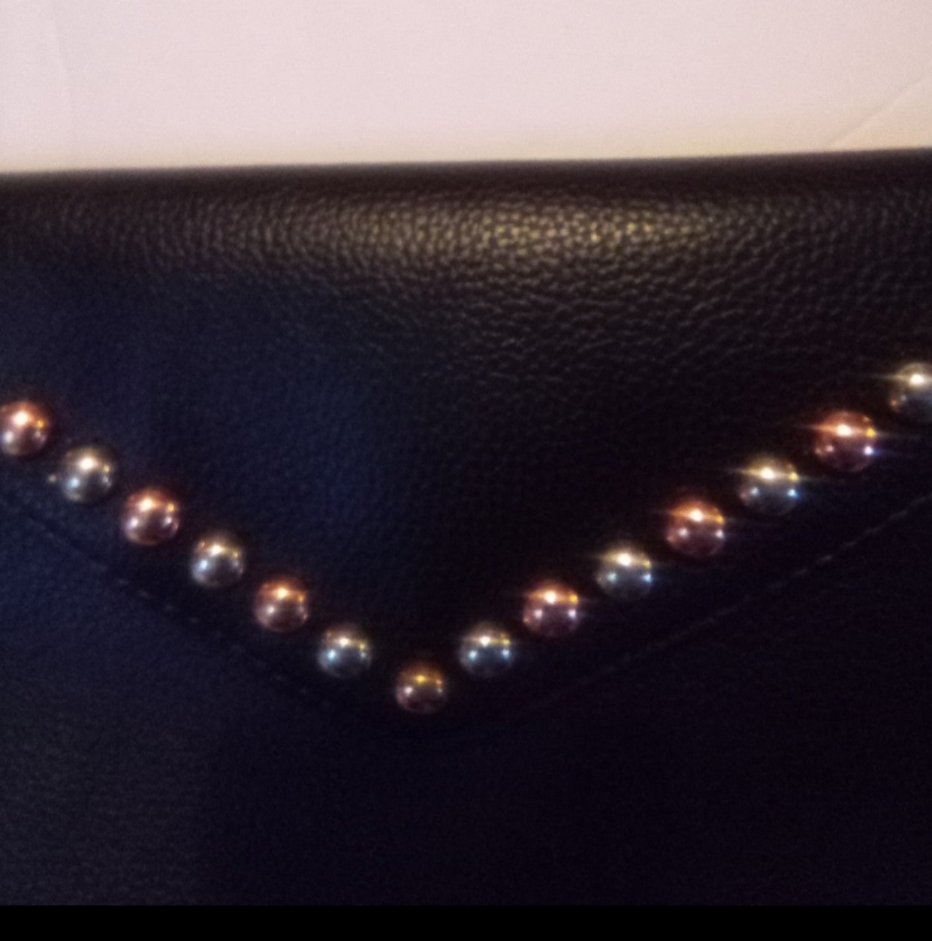 Black Large Clutch With Silver And Gold Studs0